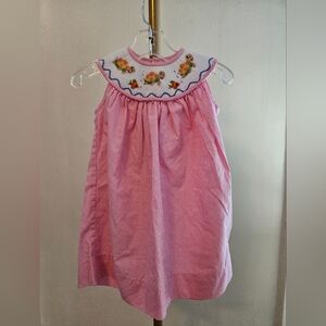 Remember Nguyen Pink Gingham Smocked Sea Turtles  Dress Sz 6M
